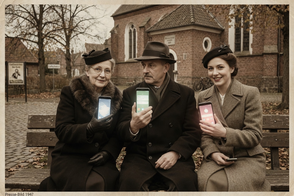 Bank mit Handy